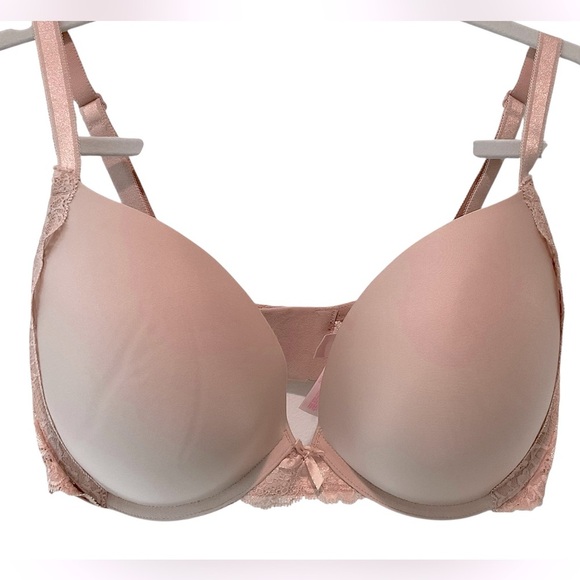 Victoria's Secret Dream Angels Push-Up / Pigeonnant Beige Lace Overlay Bra 36DDD - Picture 1 of 6